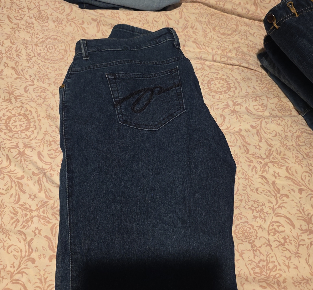 PAIGE Dark Indigo Straight-Leg Jeans with Embroidered Back Pocket